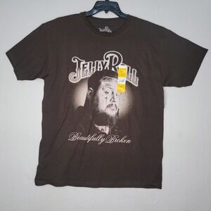 Jelly Roll T-Shirt Mens L Brown Beautifully Broken Country Music Album Tour NWT